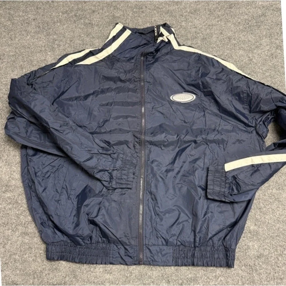 Vintage ROOKY USA Navy Blue White Stripe‎ Athletic Gear Track Jacket XXL - NEW